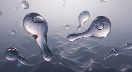 Water drops. 3d render, 3d illustration. Abstract background.の素材
