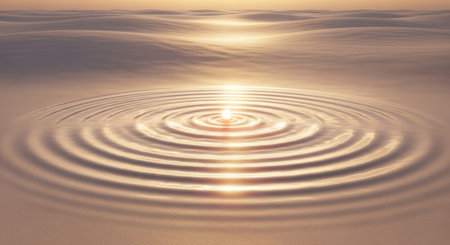 Ripples in the water on a sunset background. 3d renderingの素材