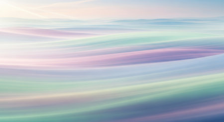 Abstract background with blurred waves in blue, pink and green colors.の素材