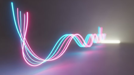 Neon glowing lines. Abstract background. 3D rendering illustration.の素材