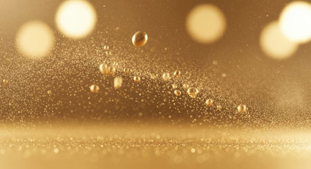 Gold bokeh abstract background. 3d rendering, 3d illustration.の素材
