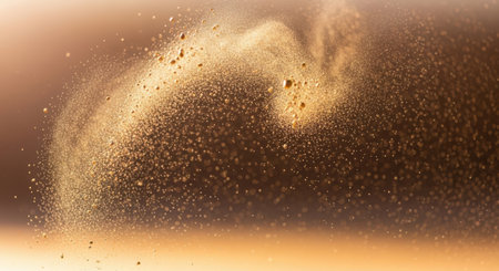 Abstract gold background. 3d rendering, 3d illustration. Golden glitter texture.の素材
