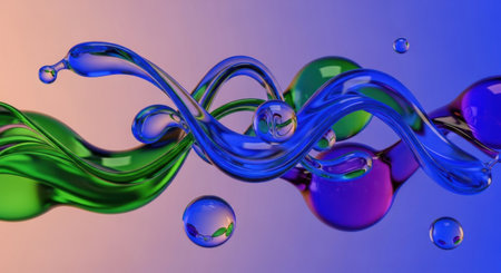Water splash with bubbles. 3d rendering, 3d illustration.の素材