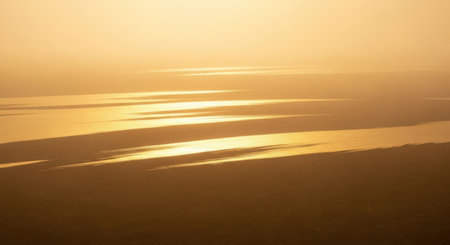 Aerial view of the sunset over the sea. Toned.の素材