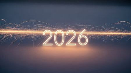 New year 2016 written with sparkler on dark background. 3D renderingの素材