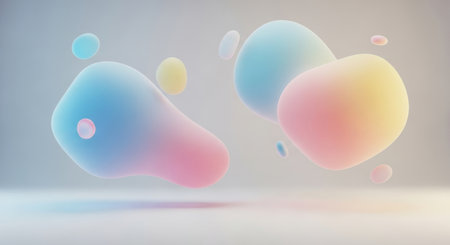 Abstract colorful liquid shape on white background. 3D rendering illustration.の素材
