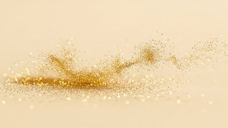 Golden glitter on a beige background. 3d rendering, 3d illustration.の素材