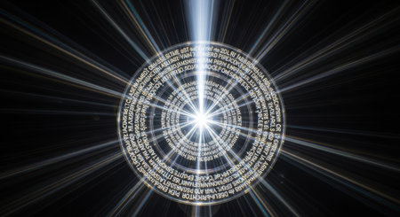 Digital binary code in the center of a tunnel. 3d renderingの素材