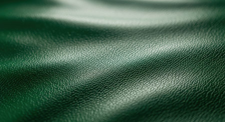 Green leather texture background. Close up of green leather texture background.の素材