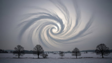 Fantastic Fantastic in winter landscape with trees and fieldsの素材