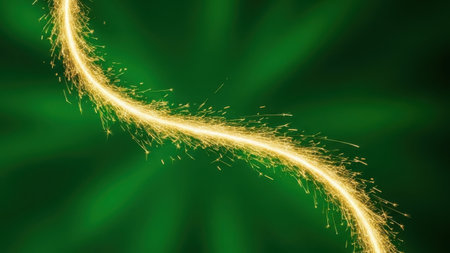 sparkler firework on a dark green background, 3d illustrationの素材