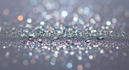 raindrops on a silver background with bokeh defocused lightsの素材