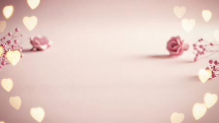 Valentines day background with hearts and roses, soft focus.の素材