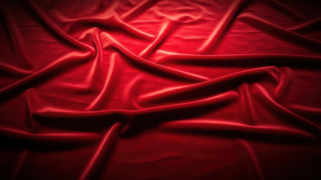 Red satin fabric background texture close up. Red satin texture.の素材