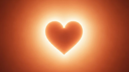 Heart shape on orange background. Love concept. 3D Renderingの素材