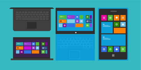phone tablet laptop windows surface in blue colorのイラスト素材