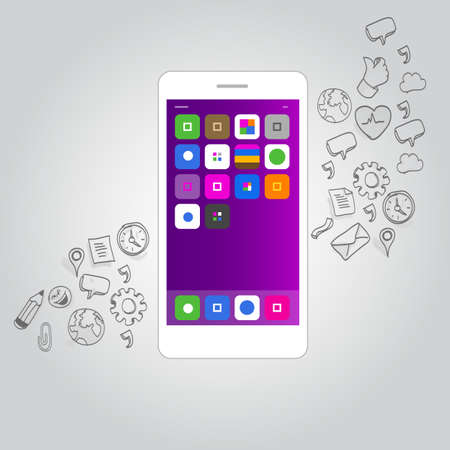 smart phone function icon concept vector in flat drawingのイラスト素材