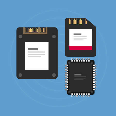 flash storage sd card SSD memory illustration vector integrated cisrcuitのイラスト素材