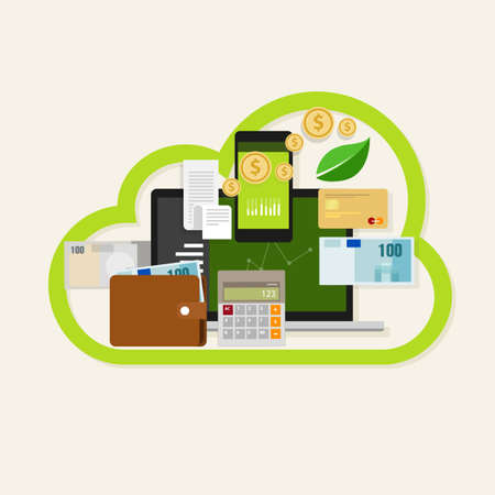 cloud financial money wealth  management online service internet bankingのイラスト素材