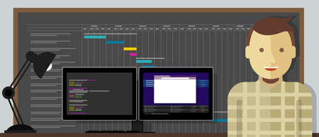 project manager programmer software development plan vector