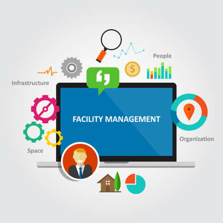 facility management facilities building maintenance service office vectorのイラスト素材