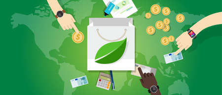 bag shopping guilt free green friendly consumption buy eco environment concept vectorのイラスト素材