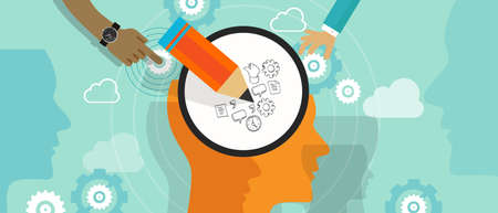 design thinking creative process mind brain left right creativity head idea doodling vectorのイラスト素材