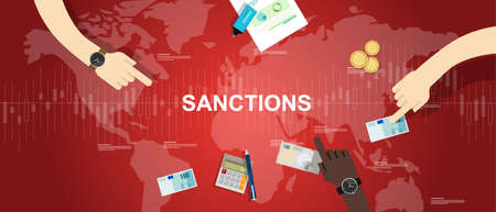sanctions economy financial dispute illustration background graphic map world vector