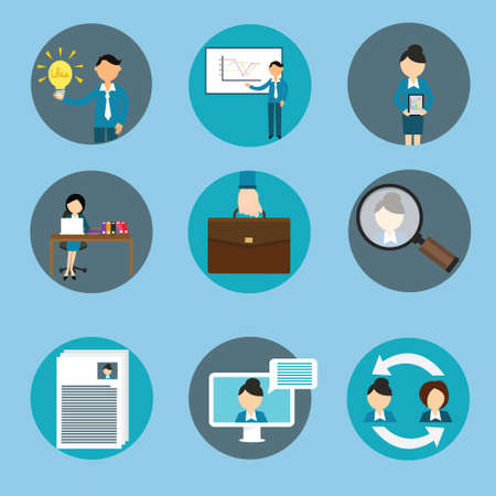 human resource management business icon set training vectorのイラスト素材