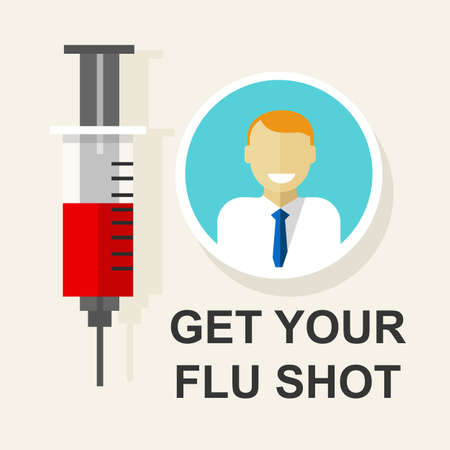 get your flu shot vaccination vaccine vector illustration drawingのイラスト素材