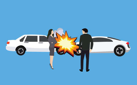 car crash accident collision man woman standing vector illustrationのイラスト素材
