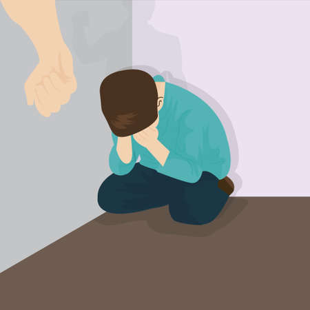 child abuse violence bullying kids in corner vectorのイラスト素材