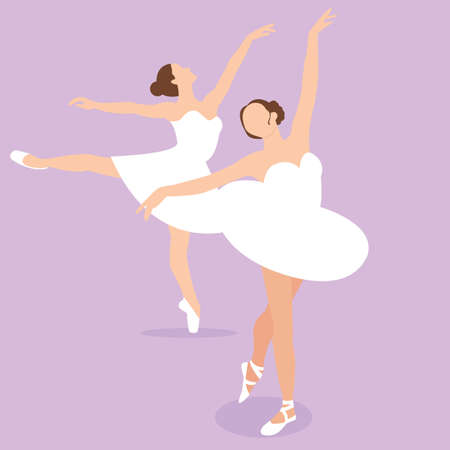 ballerina girl ballet pose dance action perform illustration vector drawingのイラスト素材