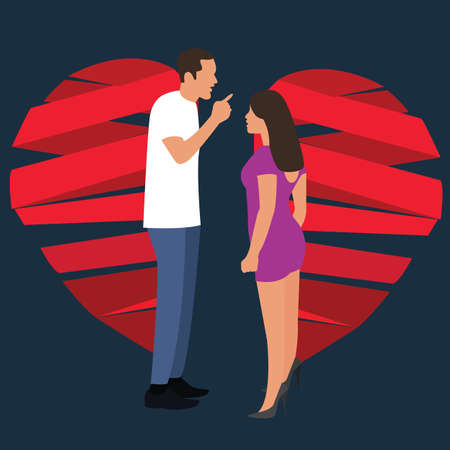 break up relationship broken heart couple man woman  fight symbol vectorのイラスト素材