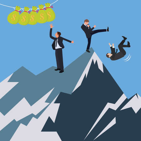 business conflict office try fight to reach get money vectorのイラスト素材