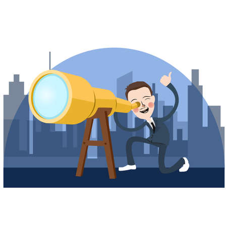 business man looking into telescope search opportunityのイラスト素材