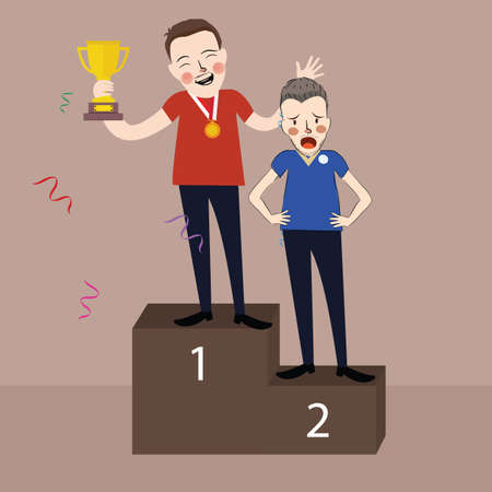 winner get trophy first and second place stage podium vectorのイラスト素材