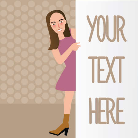 woman behind holding white plain blank template your text here vectorのイラスト素材