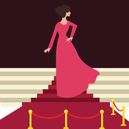 model celebrity on red carpet woman female from behind entrance celebration eventのイラスト素材