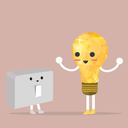 turn me on off, lamp bulb idea, talk to switchのイラスト素材