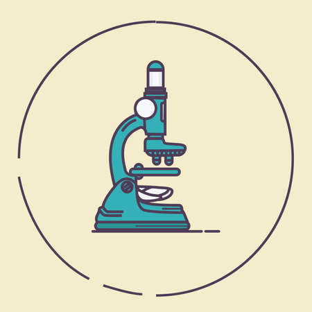 microscope vintage retro line art lab tools instrument of education microbiology vectorのイラスト素材