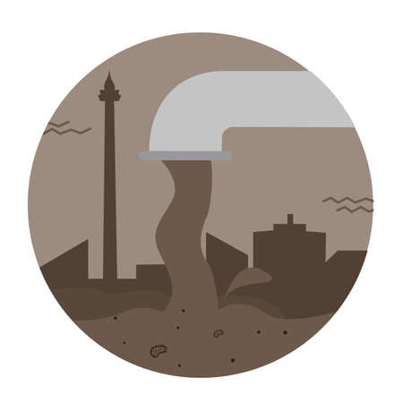 waste sewage water pollution pipe vector city toxic pouring dirty industrial vectorのイラスト素材