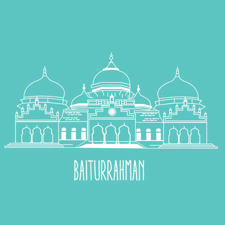 baiturrahman mosque Islam historic building in Aceh Indonesia vectorのイラスト素材