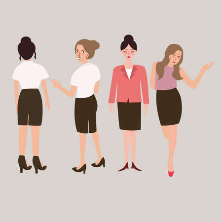 business woman standing isolated vector female full bodyのイラスト素材