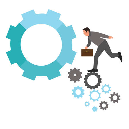 work career stepping gear employee business man vectorのイラスト素材