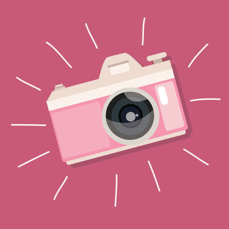 retro camera pink vintage icon illustration photo device vector