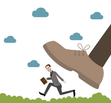 running from giant unfair competition business big vs small vectorのイラスト素材