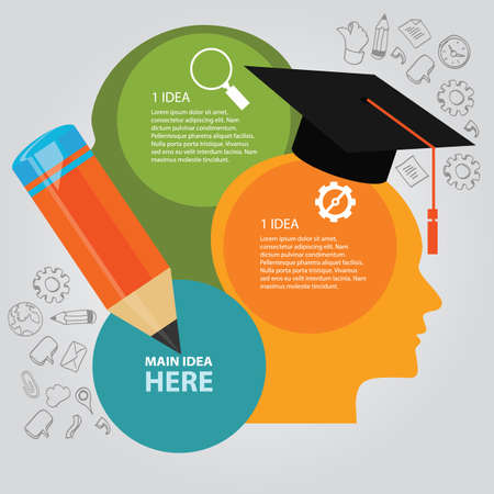 education info graphic idea design template elements explanation pencil cap vectorのイラスト素材