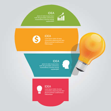 four 4 elements of idea info graphic chart overlap vector bulb idea business shine vectorのイラスト素材