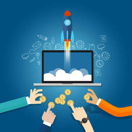 money funding startup financial technology fin-tech vectorのイラスト素材